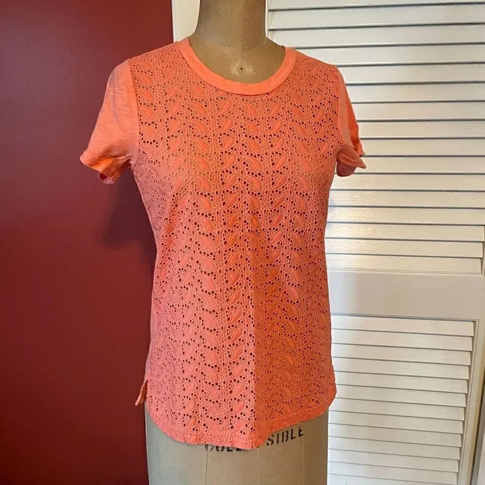 J CREW | coral peach pink short sleeve top XS